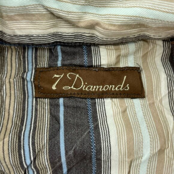 7 Diamonds Mens Striped Button-Up Long Sleeve Shirt Size L  0385 - Picture 3 of 10